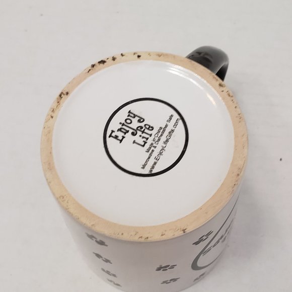 Feline ONLY MY CAT UNDERSTANDS Mug Cup Enjoy Life Black & White - Picture 7 of 8